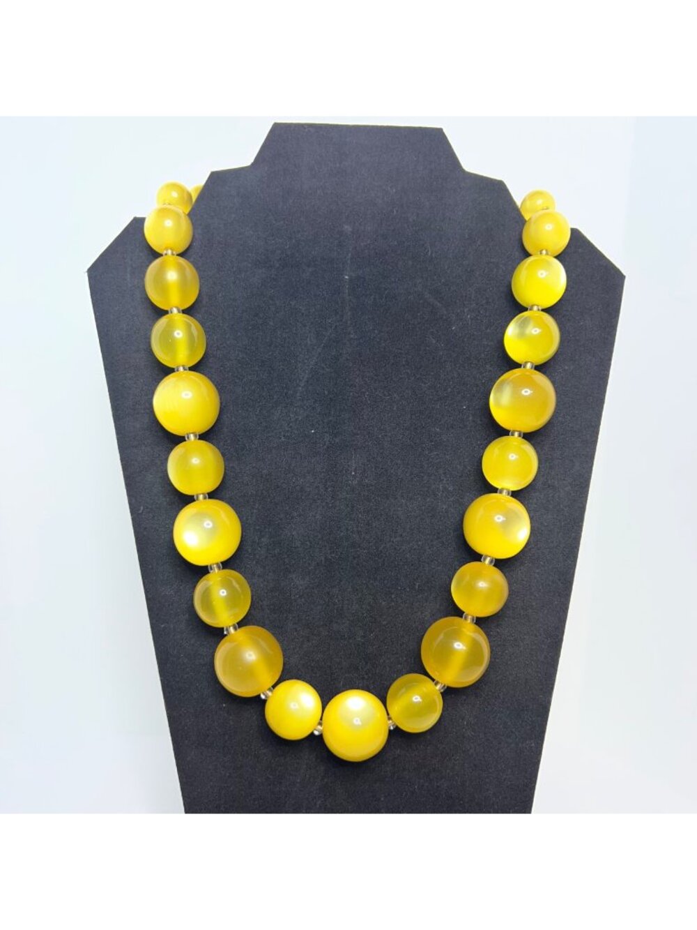 Joan Rivers Jumbo Lucite Moonglow Yellow Beaded Necklace (6396)